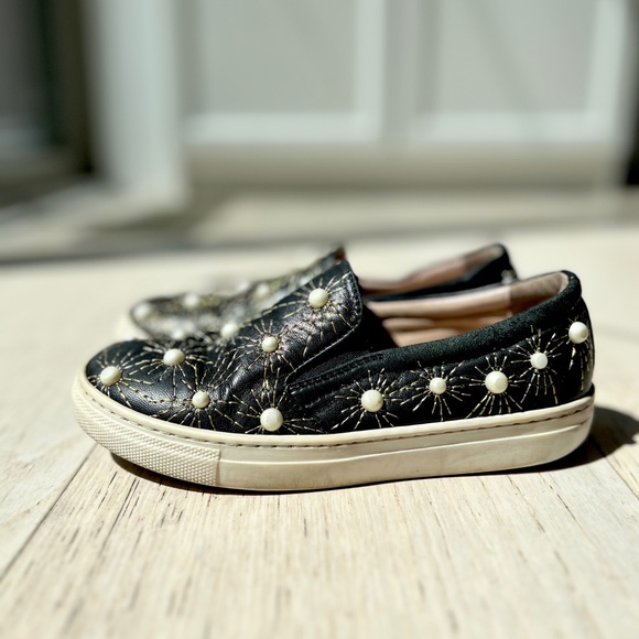 Aquazzura Cosmic Pearl Leather Slip-on Trainers for Girls - Picture 2 of 6